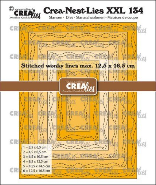 Crea-Nest-Lies XXL #134 Rectangles with Wonky Lines, Stanze - Crealies