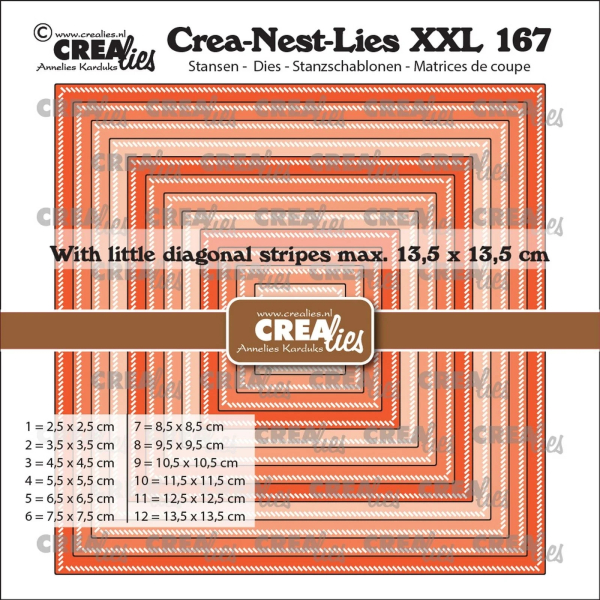 Crea-Nest-Lies XXL #167 Squares with Diagoanl Stripes, Stanze - Crealies
