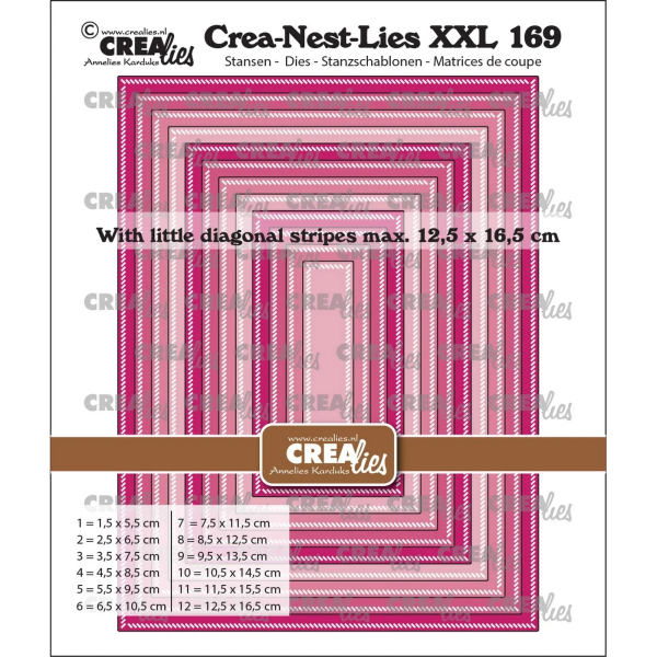 Crea-Nest-Lies XXL #169 Rectangles with Diagoanl Stripes, Stanze - Crealies