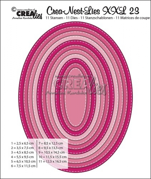 Crea-Nest-Lies XXL #23 Stitched Ovals, Stanze - Crealies