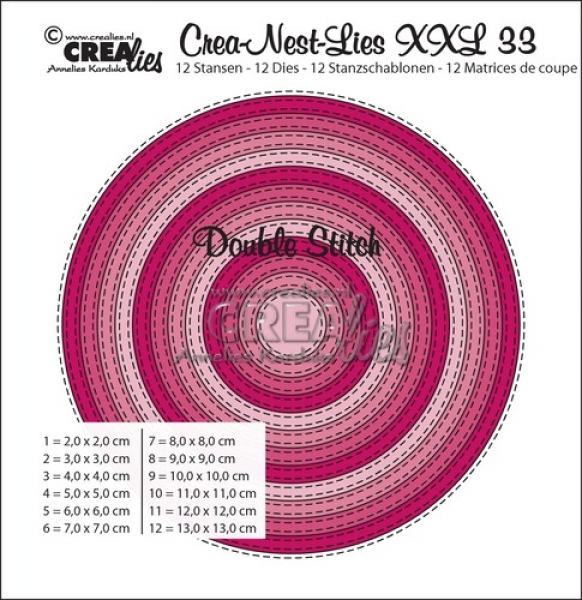 Crea-Nest-Lies XXL #33 Double Stitch Circles, Stanze - Crealies