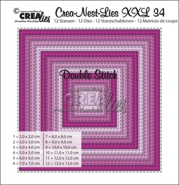 Crea-Nest-Lies XXL #34 Double Stitch Square, Stanze - Crealies