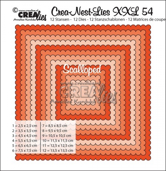 Crea-Nest-Lies XXL #54 Scalloped Squares, Stanze - Crealies