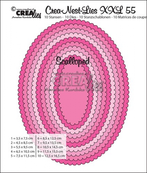 Crea-Nest-Lies XXL #55 Scalloped Oval, Stanze - Crealies