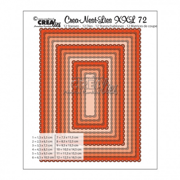 Crea-Nest-Lies XXL #72 Rectangles with open Scallop, Stanze - Crealies