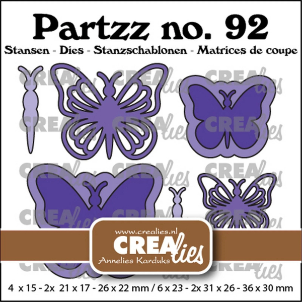 Partz #92 Butterfly Middle & Small, Stanze - Crealies