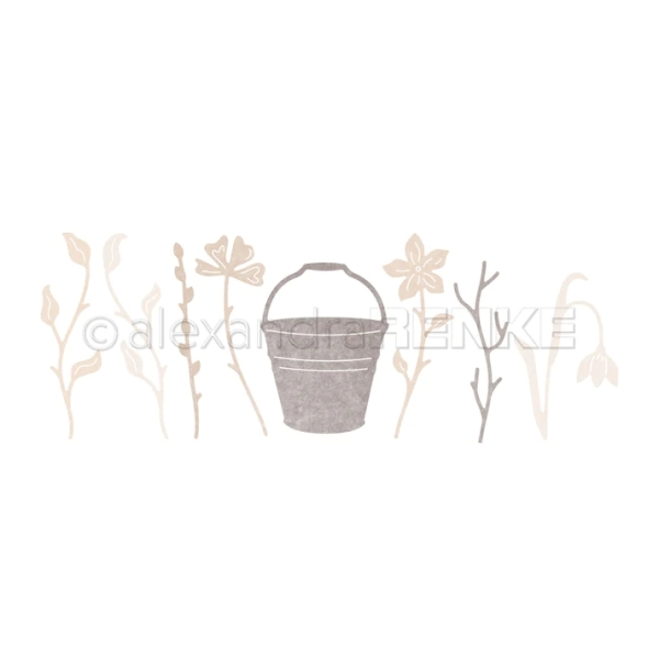 Eimer mit Blumen, Stanze - Alexandra Renke