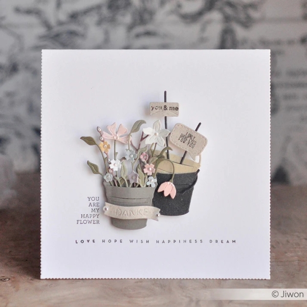 Eimer mit Blumen, Stanze - Alexandra Renke