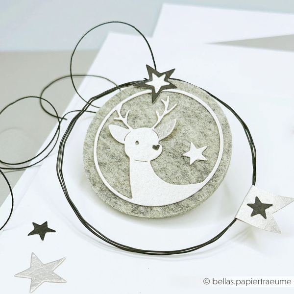 Herzliches Rentier im Kreis, Stanze - Alexandra Renke