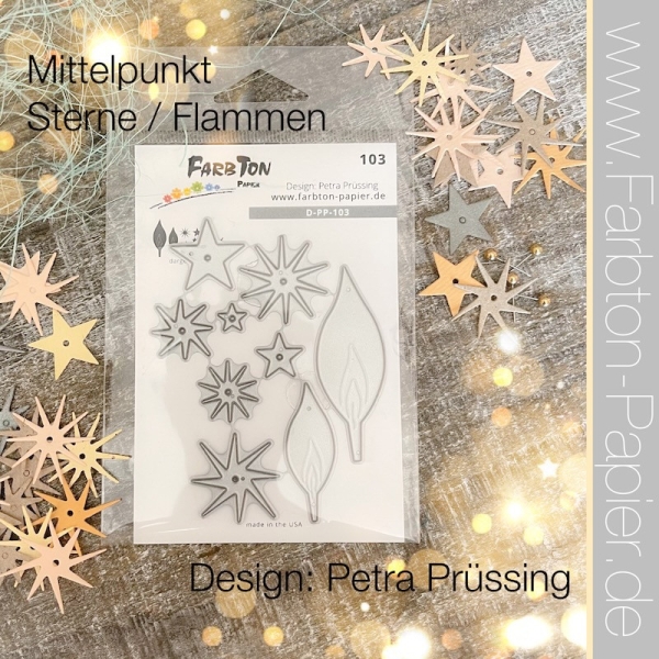 Mittelpunktsterne & Flammen, Stanze - Farbton Papier