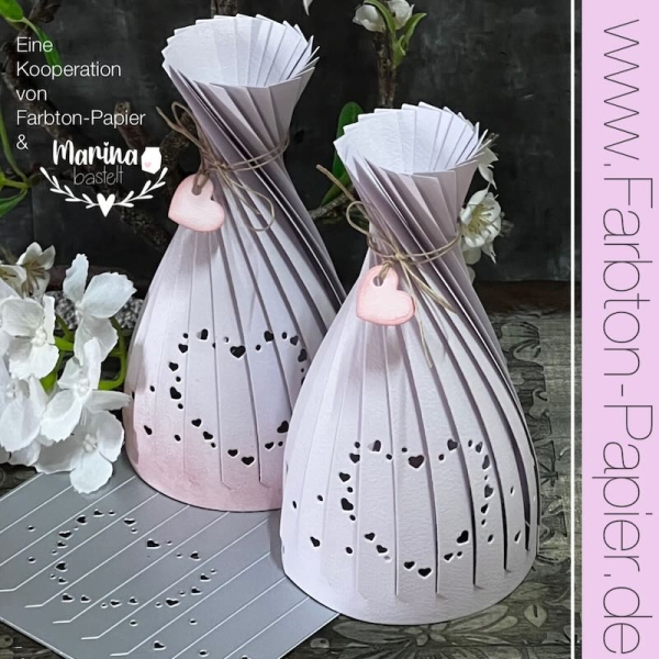 Marinas Licht mit Herz 15 cm, Stanze - Farbton Papier
