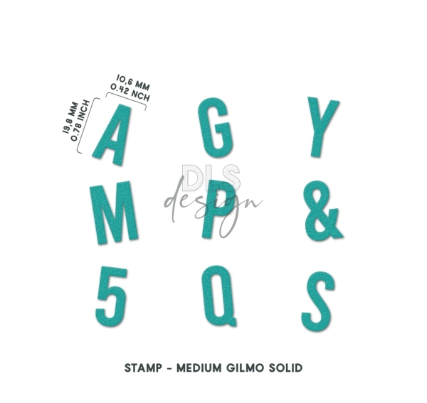Alphabet & Numbers Gilmo Medium Solid, Clearstamp - DLS Design