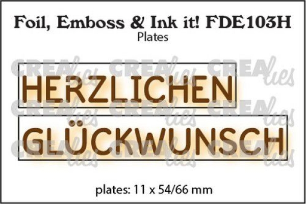 Herzlichen Glückwunsch, Foil, Emboss & Ink It! - Crealies