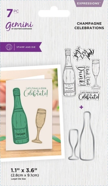 Champagne Celebrations, Stempel- & Stanzenset - Gemini