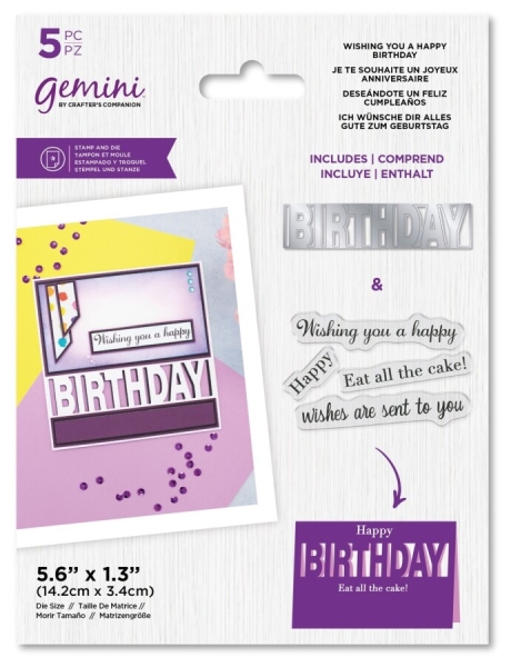 Wishing You A Happy Birthday, Stempel- & Stanzenset - Gemini