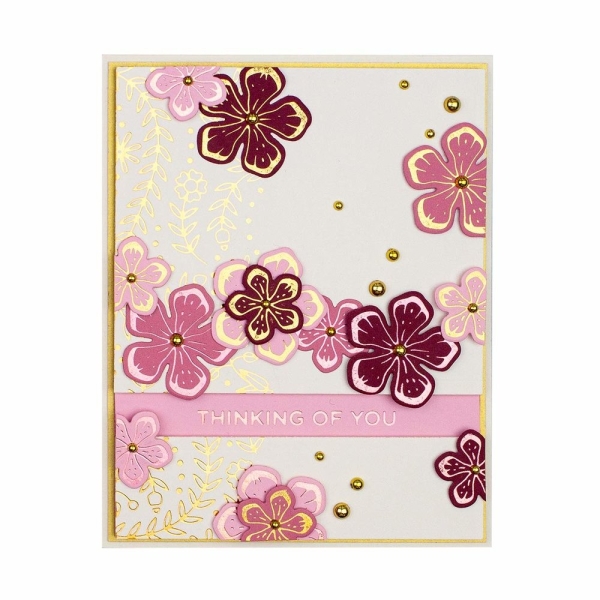 Glimmering Layered Flowers, Hot Foil Plate - Spellbinders