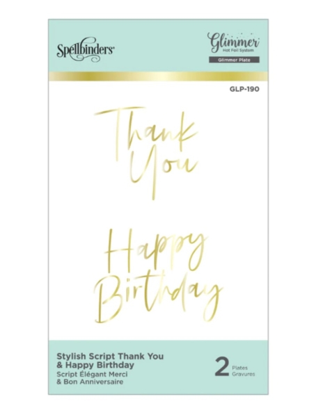 Stylish Script Thank You & Happy Birthday, Hot Foil Plate - Spellbinders