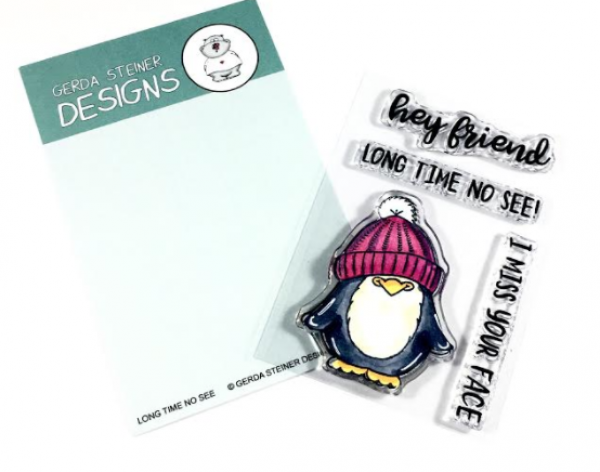 Long Time No See Penguin, Clearstamp - Gerda Steiner Designs