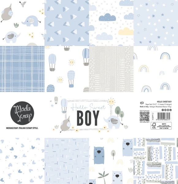 Hello Sweet Boy 12x12 Paperpack - ModaScrap