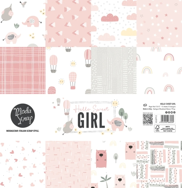 Hello Sweet Girl 12x12 Paperpack - ModaScrap