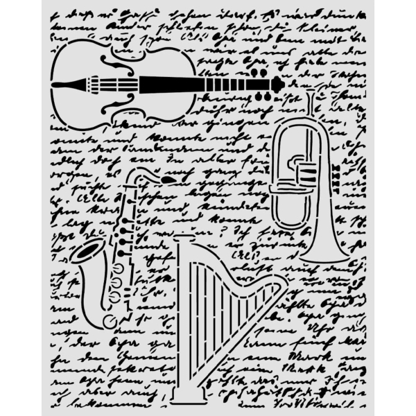 Symphony - Violin, Trumpet & Harp, Schablone - Stamperia