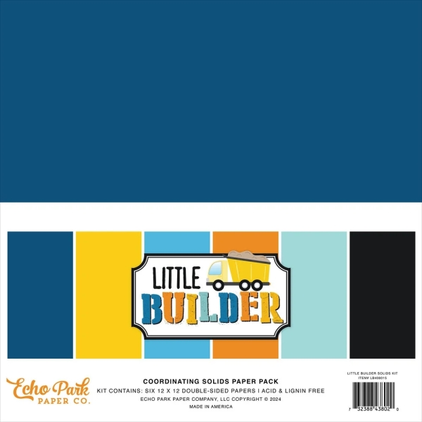 Little Builder 12x12 Coordinating Solids - Echo Park