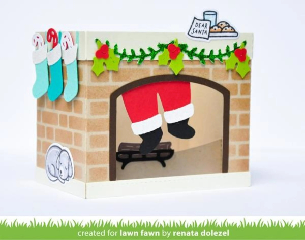Shadow Box Card Fireplace Add-On, Stanze - Lawn Fawn