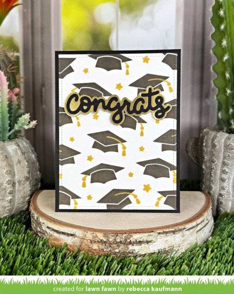 Graduation Caps Background, Schablone - Lawn Fawn