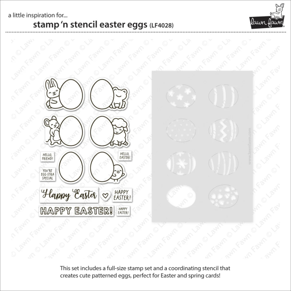 Stamp'n Stencil Easter Eggs, Clearstamp & Schablone - Lawn Fawn