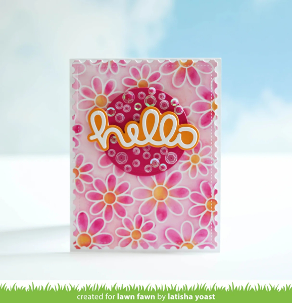 Daisy Bloom Outline Background, Schablone - Lawn Fawn