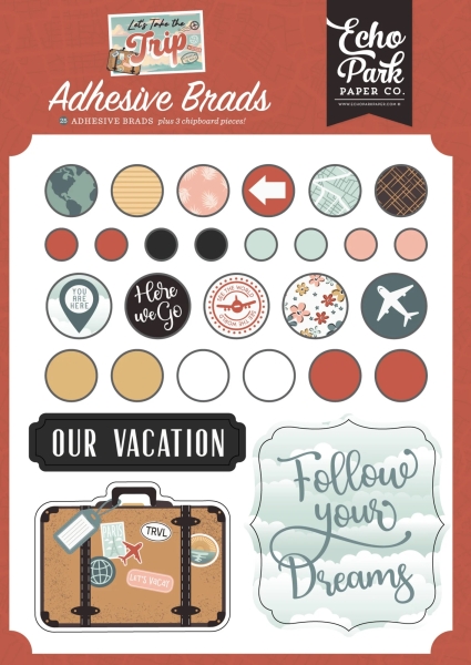 Let's Take the Trip, Adhesive Brads - Carta Bella
