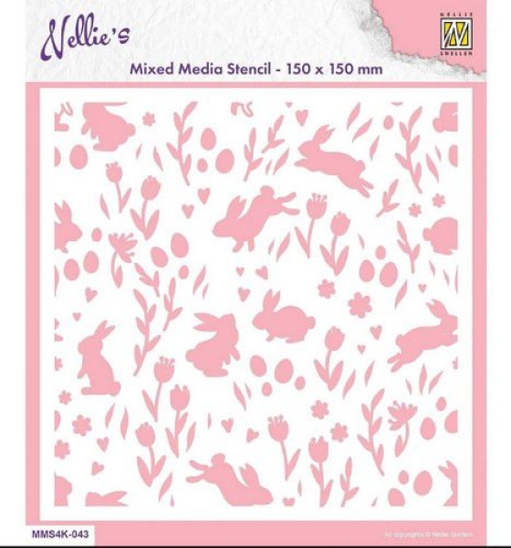 Background Rabbits and Tulips, Schablone - Nellie's Choice