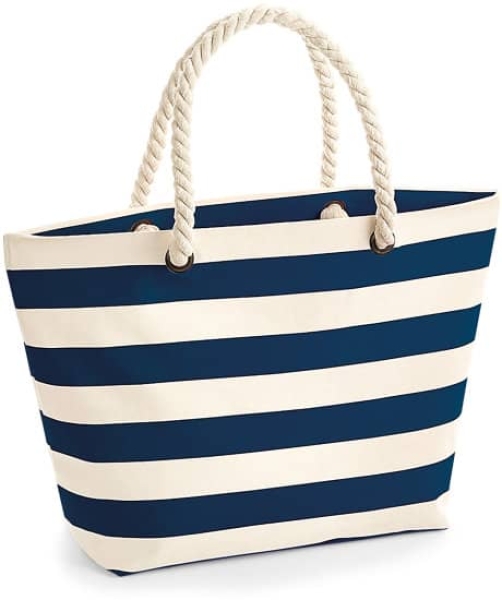 Nautical Beach Bag, Natur-Marineblau