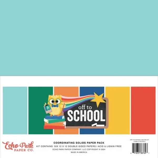 Off To School 12x12 Coordinating Solids - Echo Park