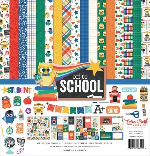 Off To School 12x12 Inch Collection Kit - Echo Park