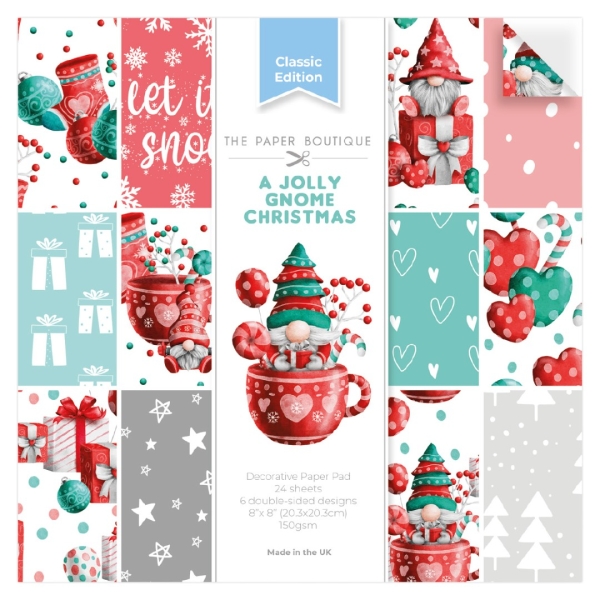 A Jolly Gnome Christmas, Decorative Paper Pad 8x8 - The Paper Boutique