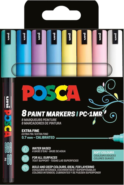 UNI POSCA Marker PC-1MR 8er-Set, Soft Colours