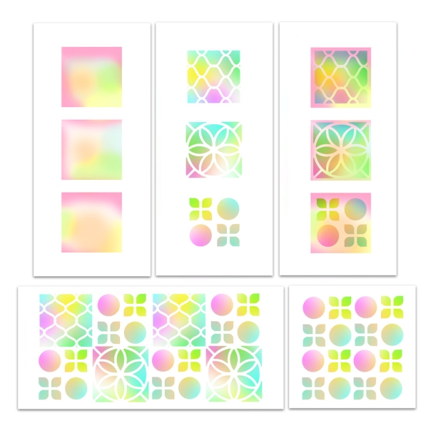 Triptych Squares, Schablone - Polkadoodles