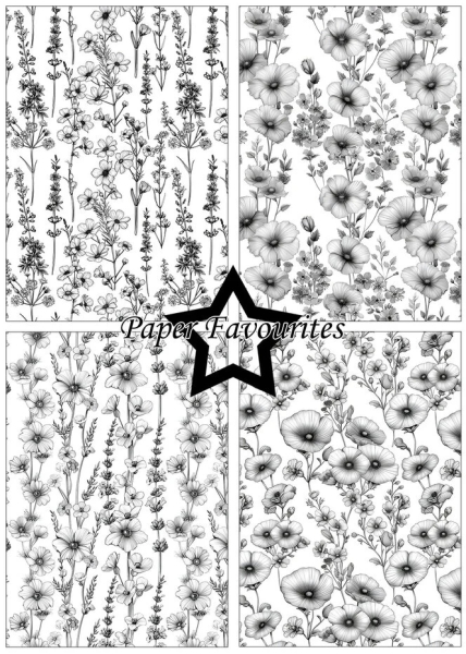 Black & White Floral A5 Paperpack - Paper Favourites
