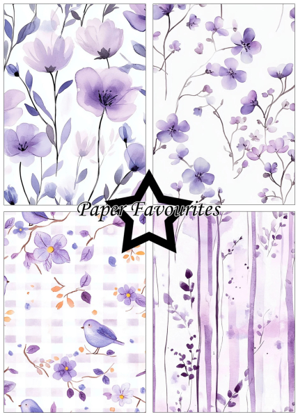 Purple Floral A5 Paperpack - Paper Favourites