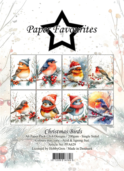 Christmas Birds A6 Paperpack - Paper Favourites