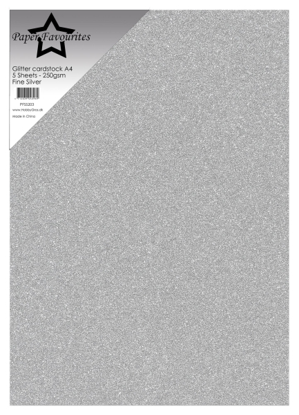 Glitter Cardstock A4, Fine Silver - Paper Favourites