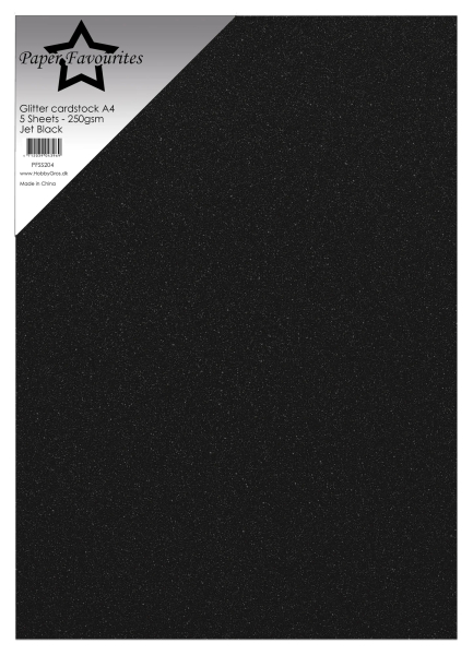 Glitter Cardstock A4, Jet Black - Paper Favourites