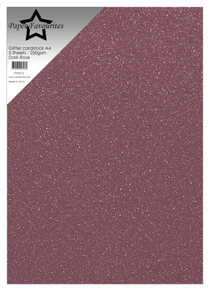 Glitter Cardstock A4, Dark Rose - Paper Favourites