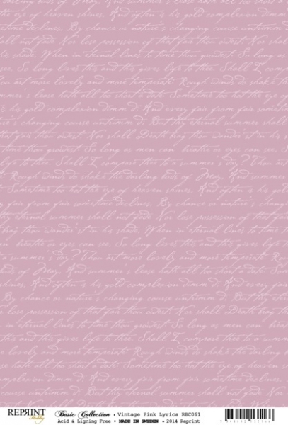 Vintage Pink Lyrics - Reprint