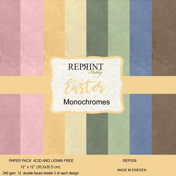 Hello Easter Monochromes, 12"x12" - Reprint