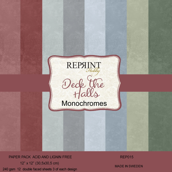 Deck the Halls Monochromes, 12"x12" - Reprint