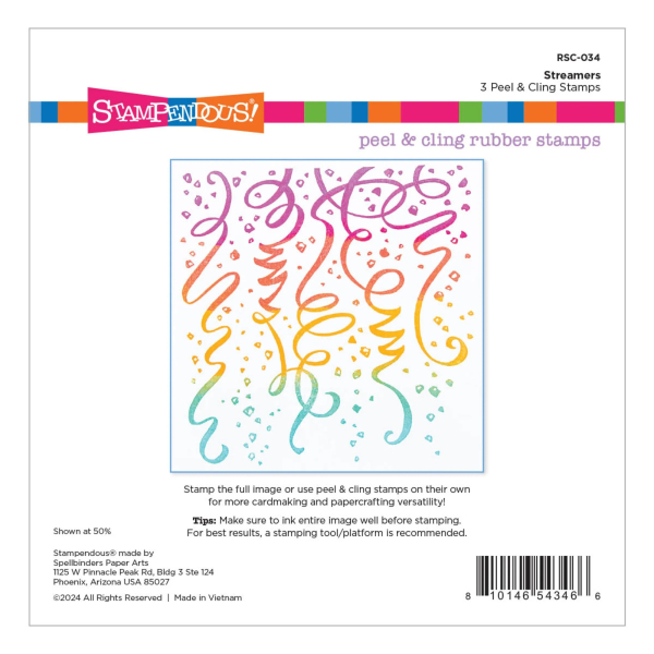 Streamers, Cling Stamps – Stampendous