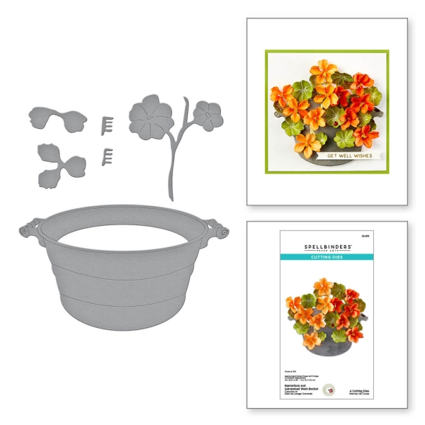 Nasturtium and Galvanized Wash Bucket, Stanze- Spellbinders