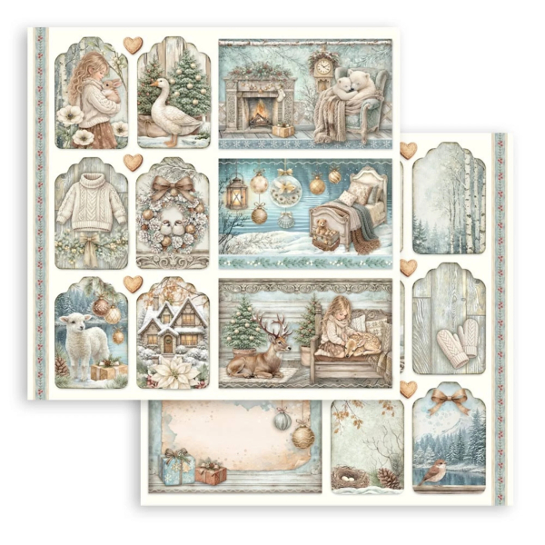 White Christmas - Mixed Cards & Tags, 12x12 - Stamperia